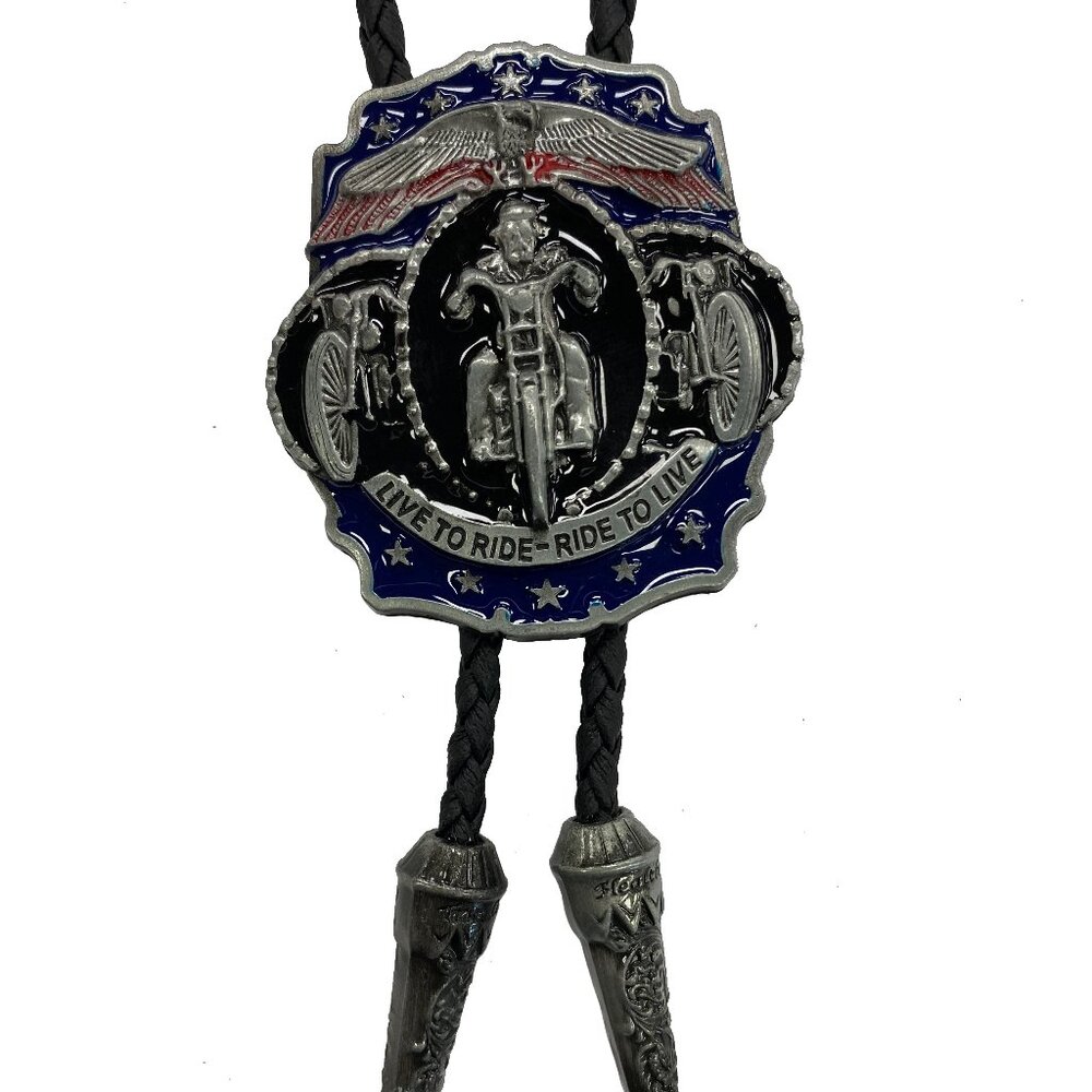 Top Notch Accessories Live to Ride with Motorcycle Bolo Tie